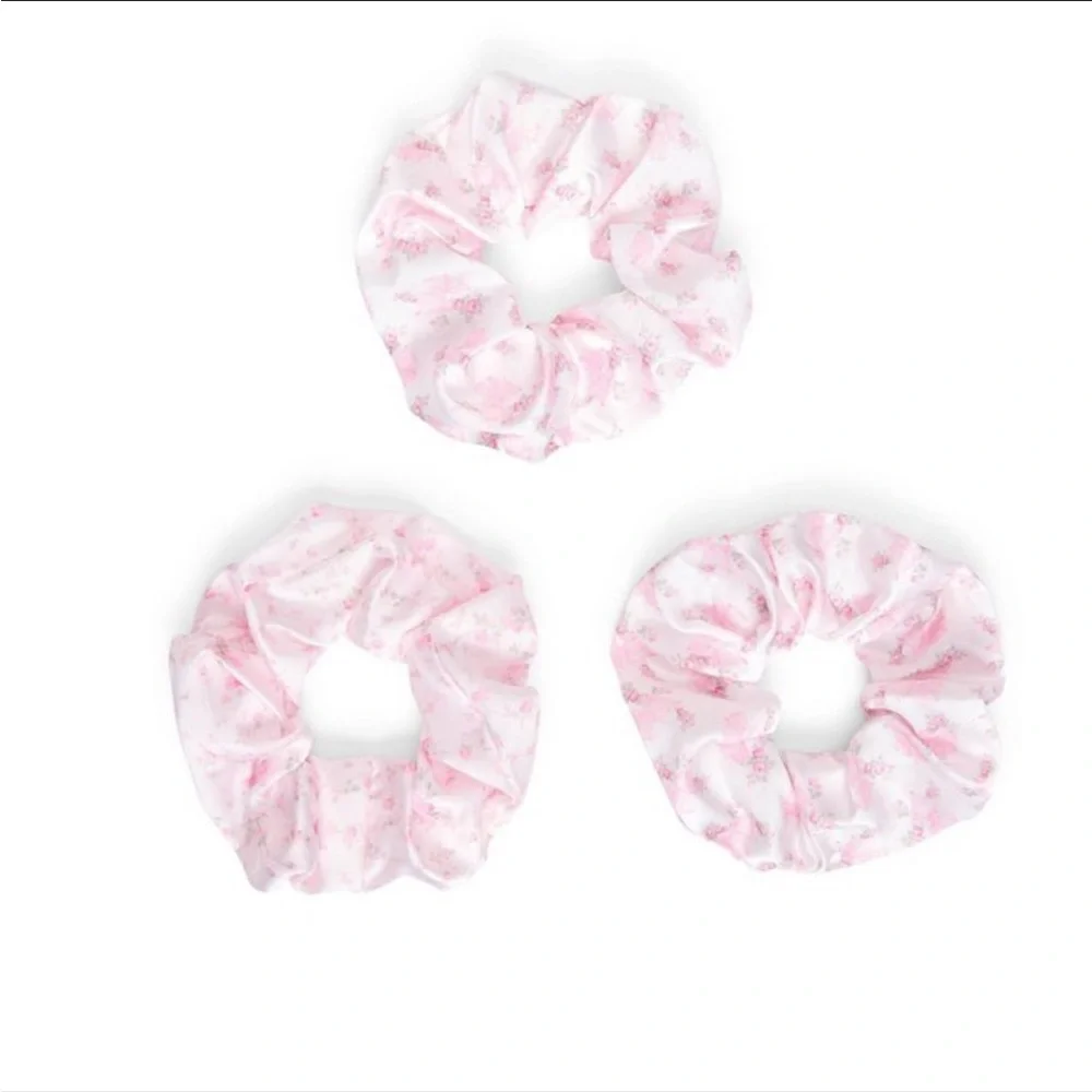 LOVESHACKFANCY Goody Pink Satin Scrunchies 3pc